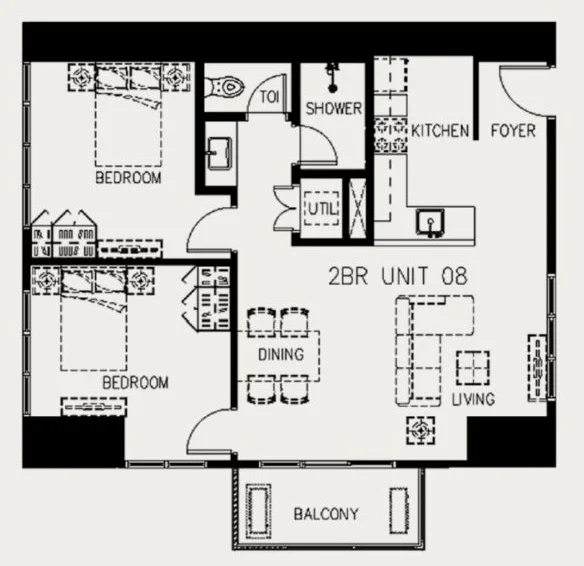 Junior Two Bedroom Unit Floorplan - Mergent Residences